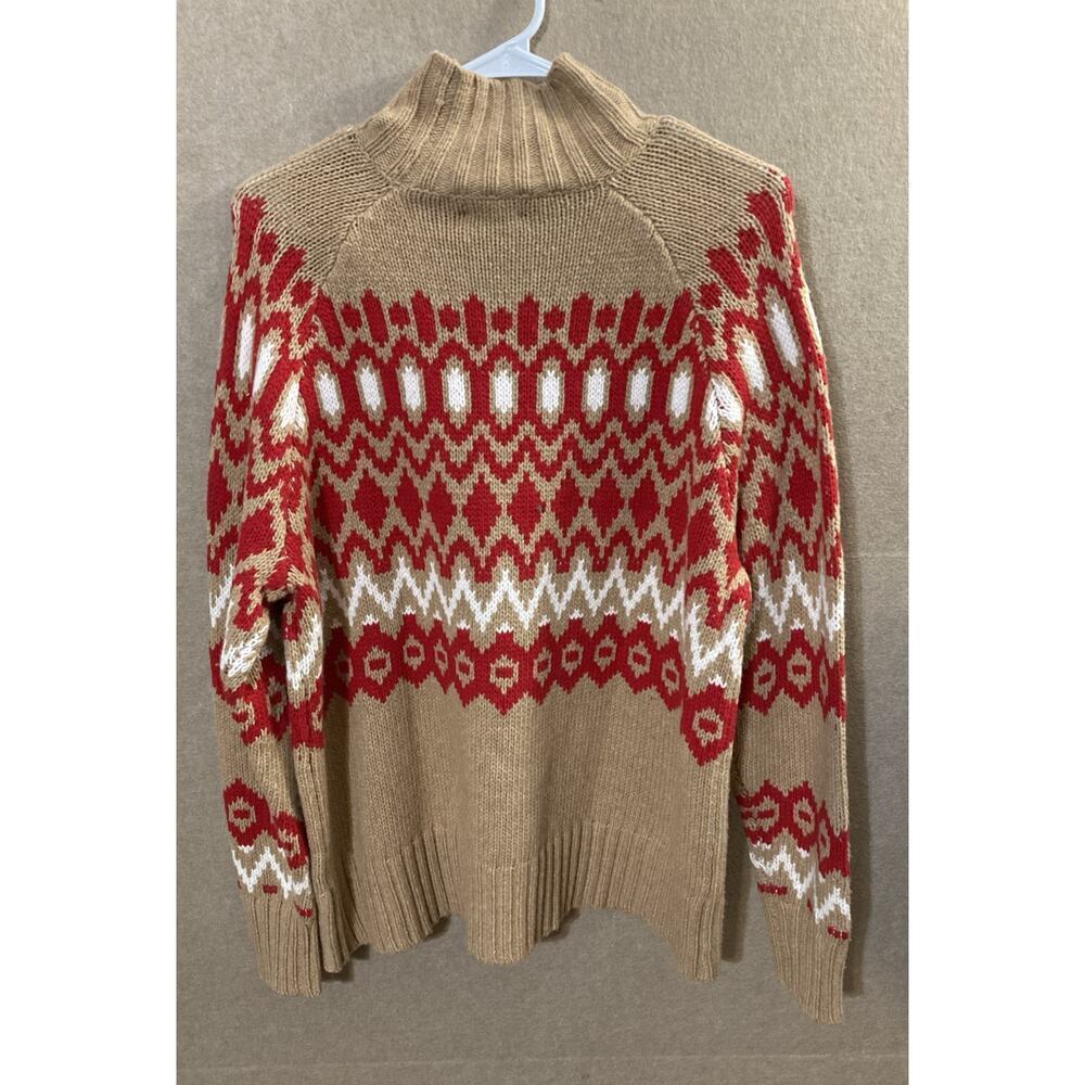 Vineyard Vines Merino Wool Blend Fair Isle Sweater Sz M New Camel Mock Neck $198 - Picture 3 of 9